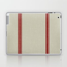 Red Stripes on Linen color background French Grainsack Distressed Country Farmhouse Laptop & iPad Skin