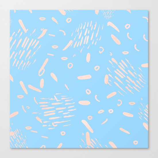 Sweet Life Memphis Peach Coral Pink + Blue Raspberry Canvas Print