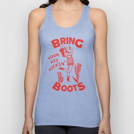 Bring Your Ass Kicking Boots! Cute & Cool Retro Cowgirl Design Tank Top | Vintage, Forher, Funny, Curated, Boots, Cool, Graphicdesign, Gift, Coolshirt, Forwomen 
