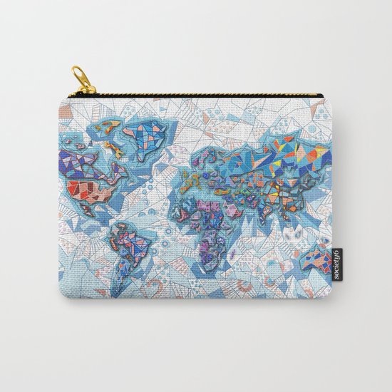 world map geometry white Carry-All Pouch