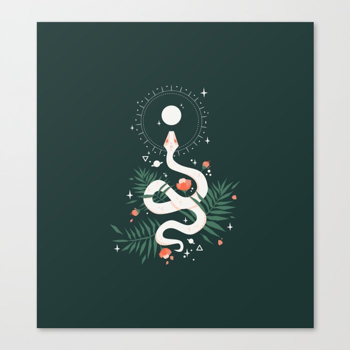 Ascending Moon Snake Goddess Canvas Print
