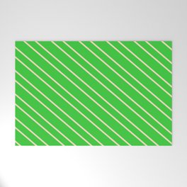 [ Thumbnail: Lime Green & Bisque Colored Stripes Pattern Welcome Mat ]