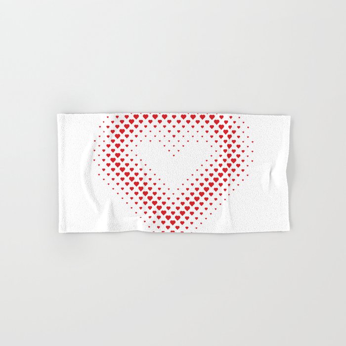 Heart Shape Halftone Dot Red Heart Pattern Hand & Bath Towel