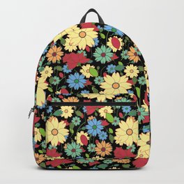 Floral Pattern (Black) Backpack
