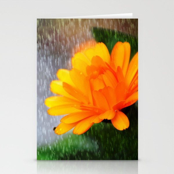 Golden flower on a rainy day Stationery Cards
