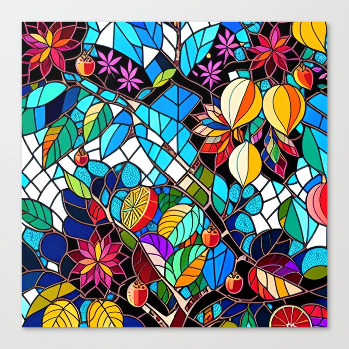 Stained Glass Fruit Canvas Print