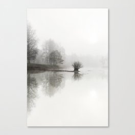 Foggy lake in the forest | forest in the Netherlands, nature photography | Landscape art print Canvas Print