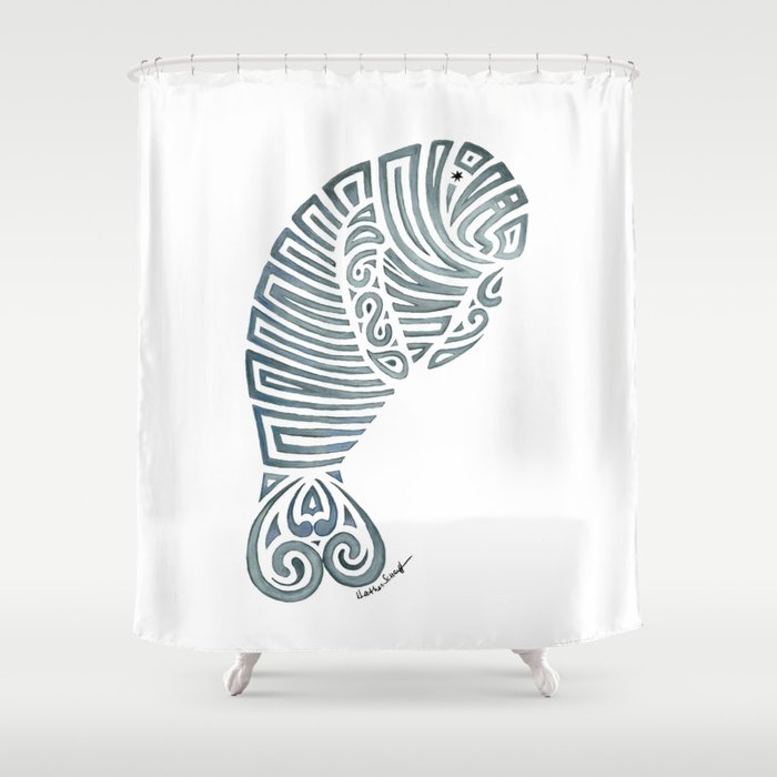 Tribal Manatee Shower Curtain