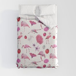 Flamingos, Fruit and Flowers Duvet Cover