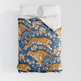Animalier's Tiger Chintz - French ultramarine Comforter