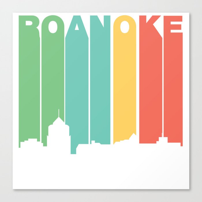 Retro 1970's Style Roanoke Virginia Skyline Canvas Print
