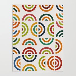 Mid century multicolor retro shapes 3 Poster