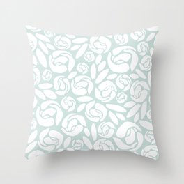 minty roses Throw Pillow