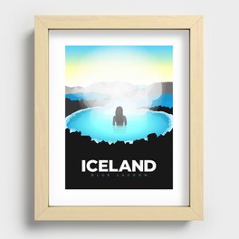Retro Iceland Travel Poster - Blue Lagoon Recessed Framed Print