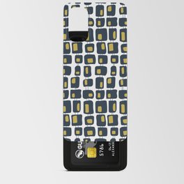 Retro Funky Squares Seamless Pattern Navy Blue, Yellow and White Android Card Case