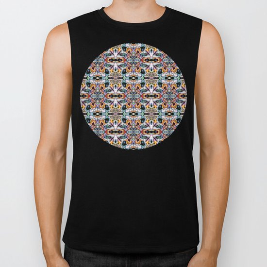 Abstract Pattern of Colorful Shapes Biker Tank