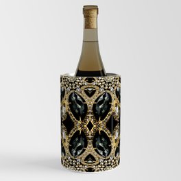  art deco jewelry bohemian champagne gold black rhinestone Wine Chiller