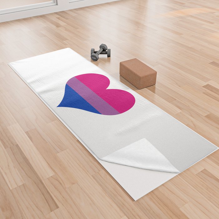 Bisexual pride flag colors in a heart shape Yoga Towel