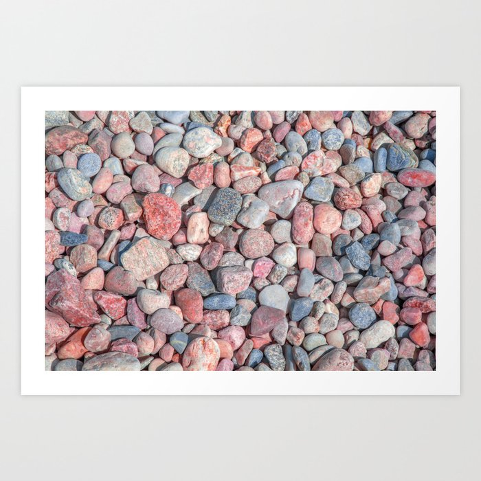 Pink and Coral Beach Stones, East Hampton Art Print