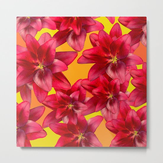 Red Beauty Lilies - Autumn Color - #Society6 #buyart Metal Print