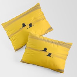 Flying Cranes Yellow Sunset Sky #decor #society6 #buyart Pillow Sham
