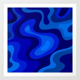 Blue Abstract Art Colorful Blue Shades Design Art Print