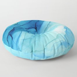 Emerald Sea Waves - Abstract Ombre Flowing Ink Floor Pillow