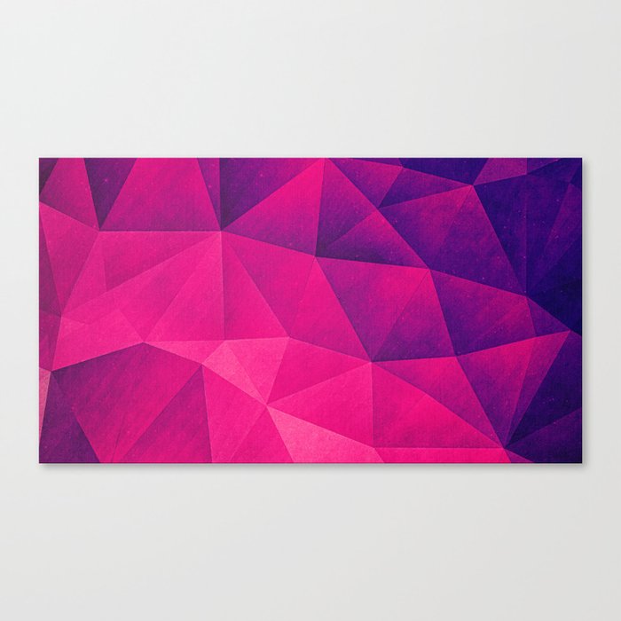 Abstract Polygon Multi Color Cubizm Painting In Deep Pink Purple