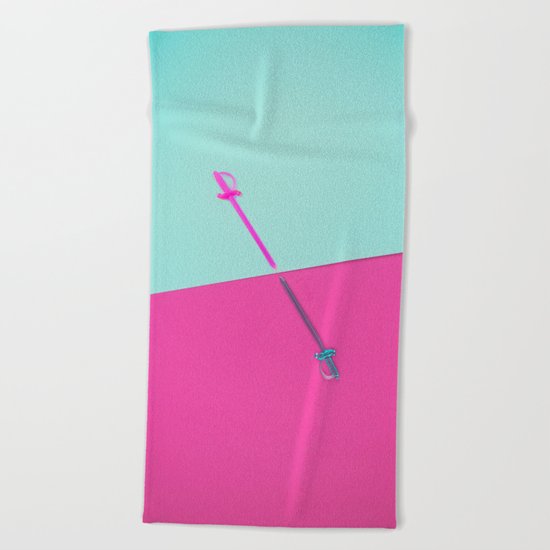 Magenta vs Cyan Beach Towel