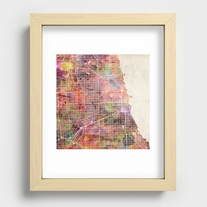 Chicago map Recessed Framed Print