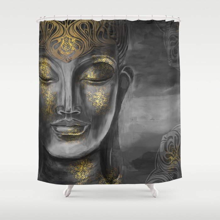 Buddha Gray Shower Curtain