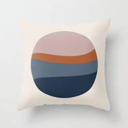 Abstract Geo 5 sunset in terracotta, blush, blue Throw Pillow