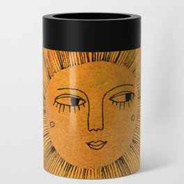Sun Drawing Gold and Pink Can Cooler