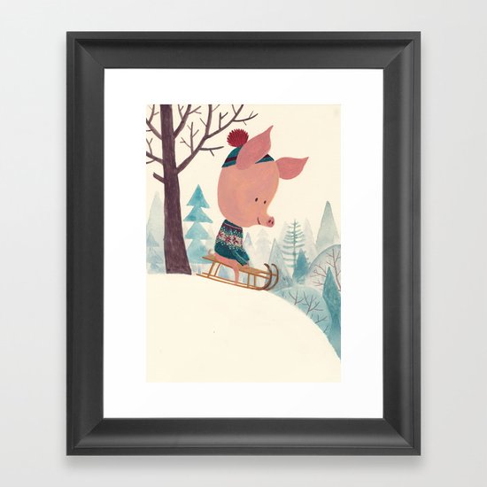 Winter pig Framed Art Print