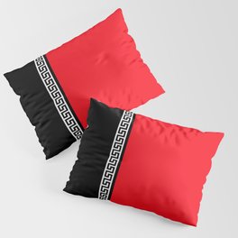 Greek Key 2 - Red and Black Pillow Sham