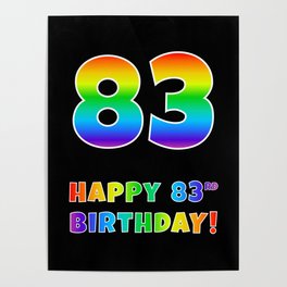 [ Thumbnail: HAPPY 83RD BIRTHDAY - Multicolored Rainbow Spectrum Gradient Poster ]