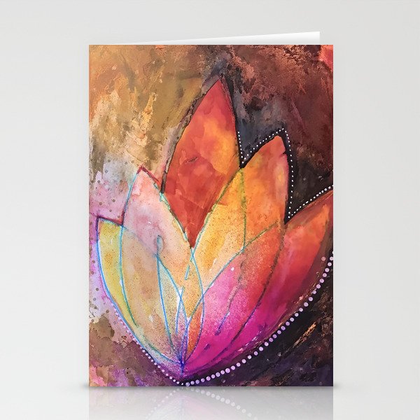 Lotus Dreaming in Colour and Dots Stationery Cards