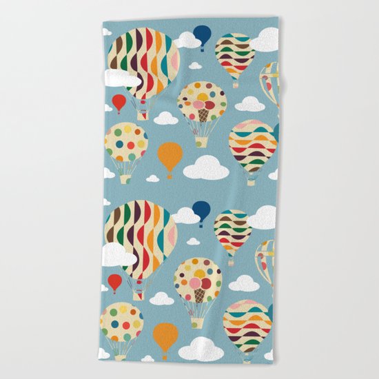 hot air ballon Beach Towel