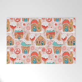 Gingerbread Candy Land on pink Welcome Mat