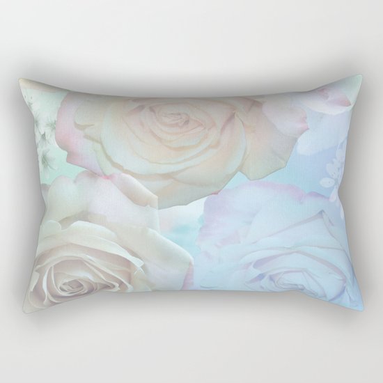 Romantic roses and tiny flowers in pastels Rectangular Pillow