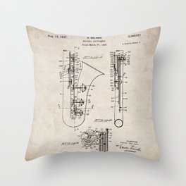 Selmer Saxophone Patent - Saxophone Art - Antique Throw Pillow