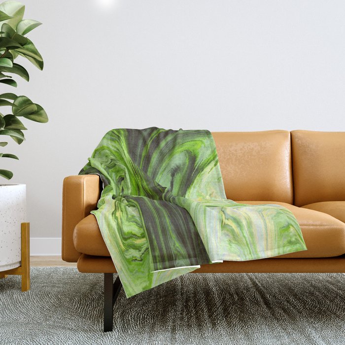 Bright Neon Green Abstraction Artwork Throw Blanket