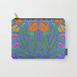Tulip folk art blue Carry-All Pouch | Painting, Anniversary, Curated, Watercolor, Gifts, Floral, Street Art, Flowers, Illustration, Birthday 