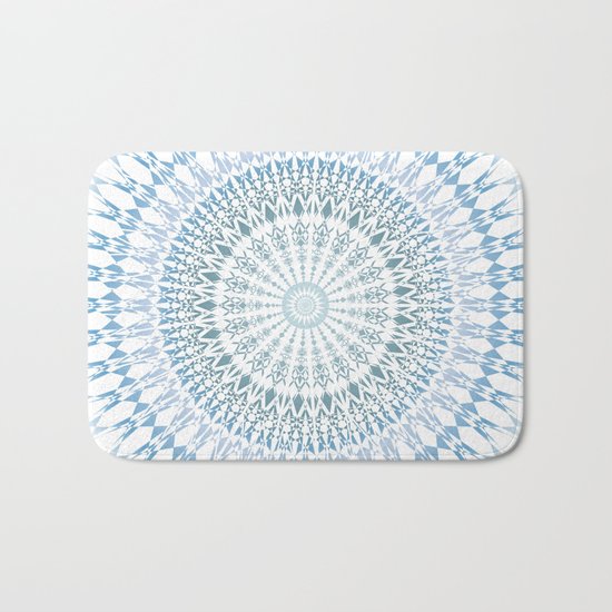 Grayish Blue White Mandala Bath Mat