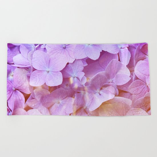Multicolor beautiful Hydrangea petals - Flowers - Buds - Blossoms Beach Towel