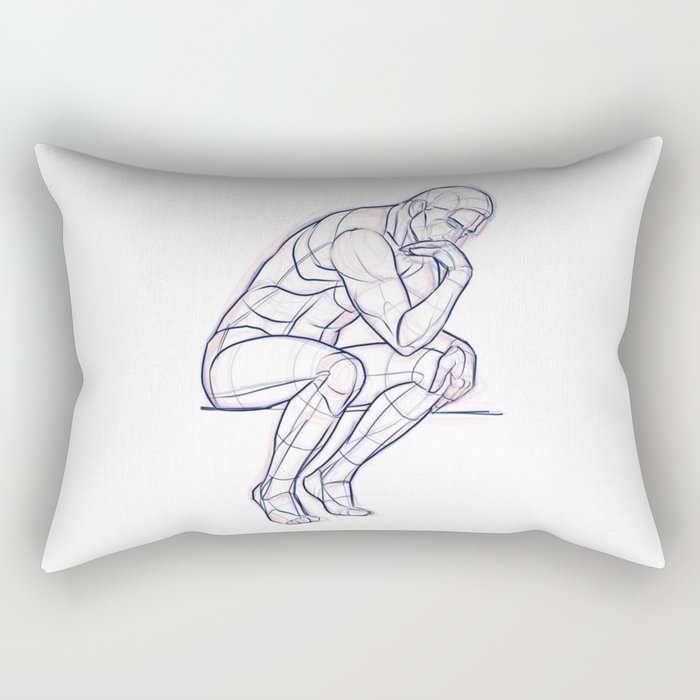 Thinker Drawing Rectangular Pillow