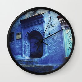 PH1 - Blue City, Traditional Buildings Chefchaoun Morocco. Wall Clock