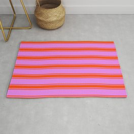 [ Thumbnail: Violet and Red Colored Lined/Striped Pattern Rug ]