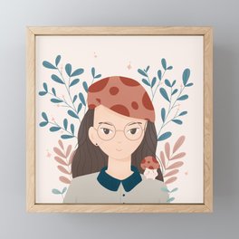 Girl with Mushroom Beret Framed Mini Art Print