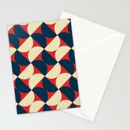 Retro Navy Blue and Rust Orange Geometric Pattern Mid Century Abstract Pattern Vintage Blue And Orange Pattern  Stationery Card